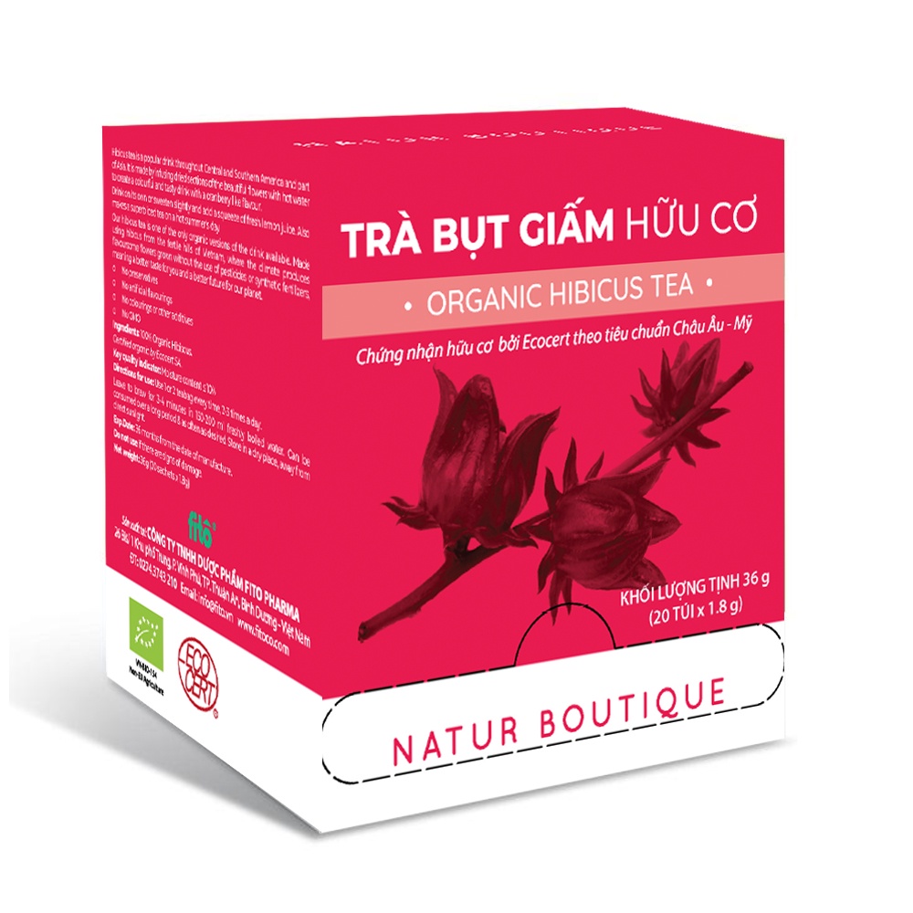 Trà Bụt (bụp) Hữu Cơ,20 túi lọc (Organic Hibiscus tea, 20 teabags)