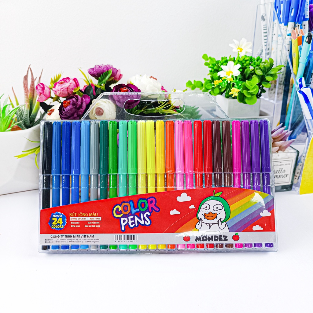 Bút Dạ Màu 24 Màu MONDEZ, Chất Liệu Nhựa Cao Cấp, Màu Sắc Tươi Sáng, Không Phai M70013