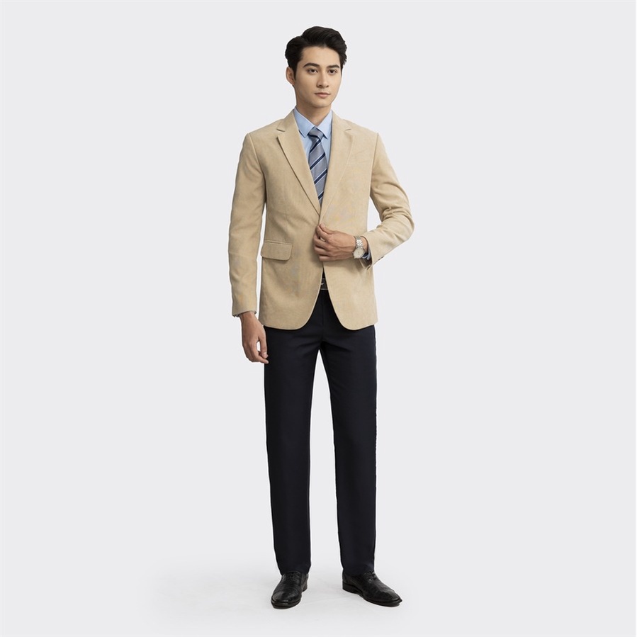Áo blazer nam Aristino phom Premio chỉn chu, dễ mặc, màu be kẻ nổi bật, thời thượng - ABZ00302