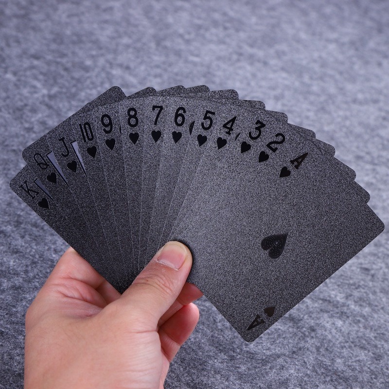 Bài tây poker nhựa cao cấp mạ nhũ màu đen chống thấm nước uốn cong chính hãng dododios