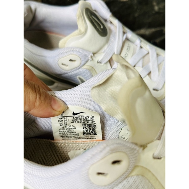 Giày Nike React Miler Trắng- size 36,5