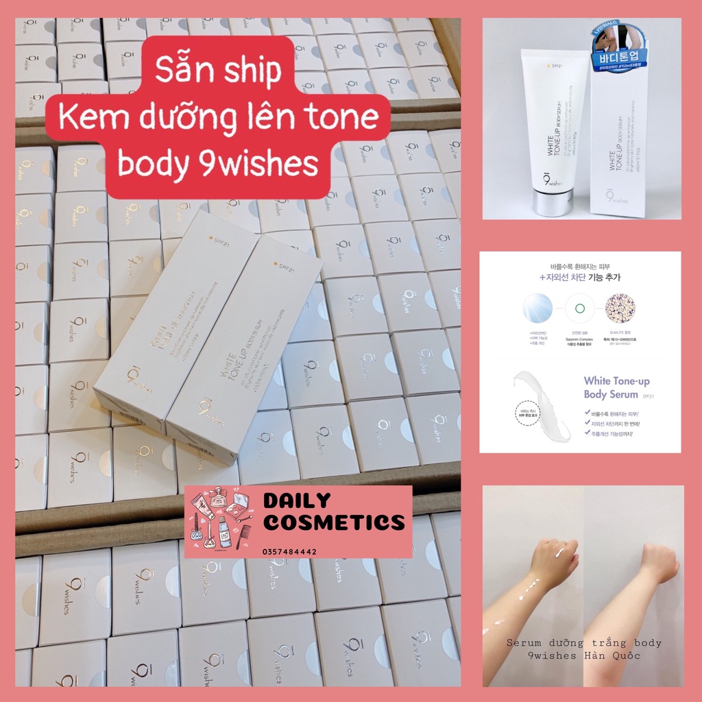 Kem Dưỡng Trắng Da Toàn Thân 9WISHES White Tone Up Body Serum SPF21 150ml