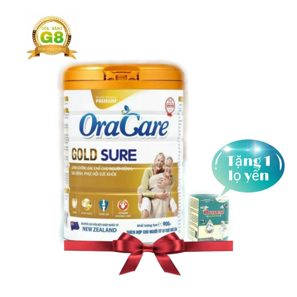 Sữa Oracare Gold sure lon 900gr - Tặng 1 lọ yến sào khi mua 1 lon