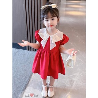 Đầm bé gái - đầm đỏ cổ trắng đính ngọc siêu xinh cho bé gái 1 - 7 tuổi
