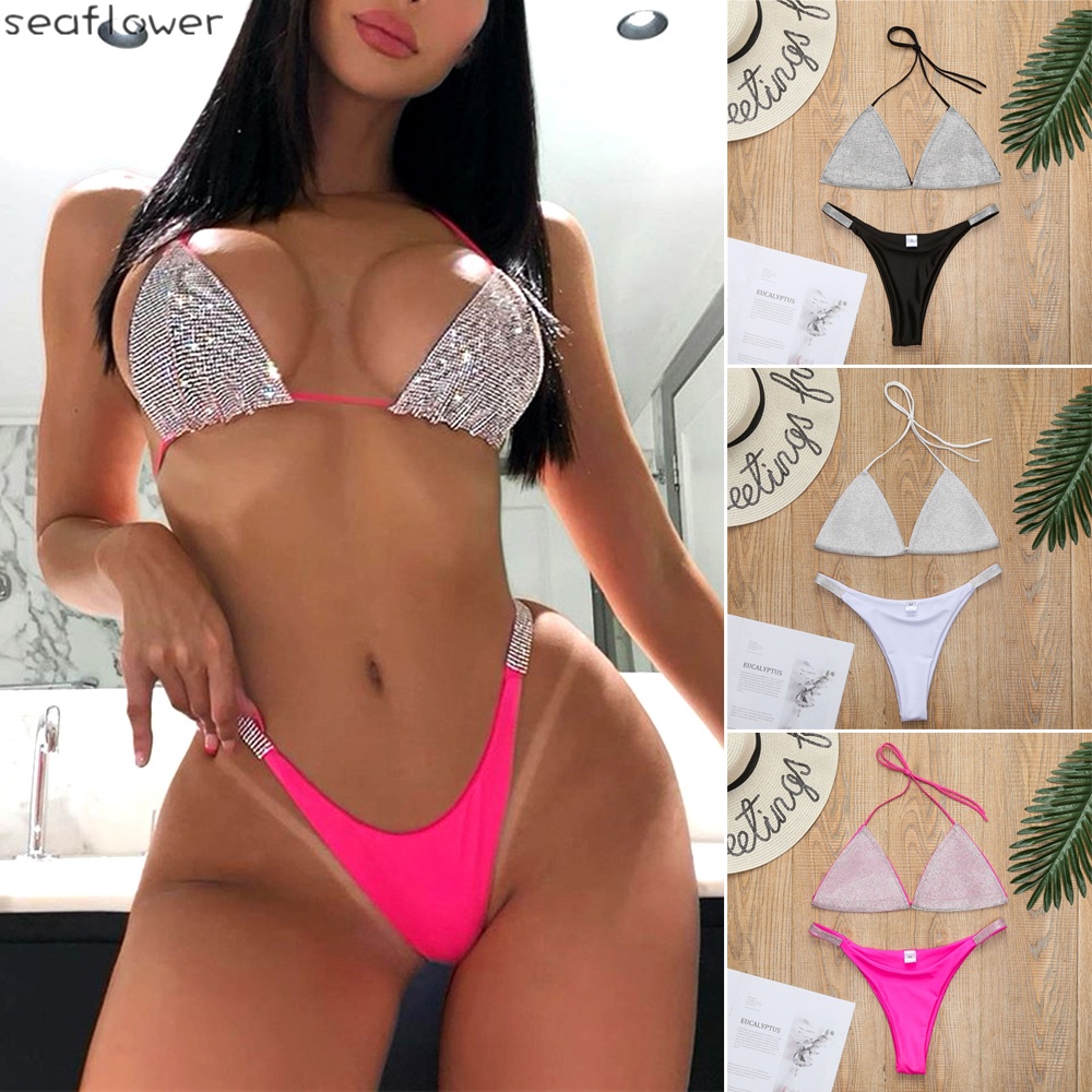 Bộ Đồ Bơi Bikini Đính Đá Lấp Lánh Quyến Rũ Cho Nữ