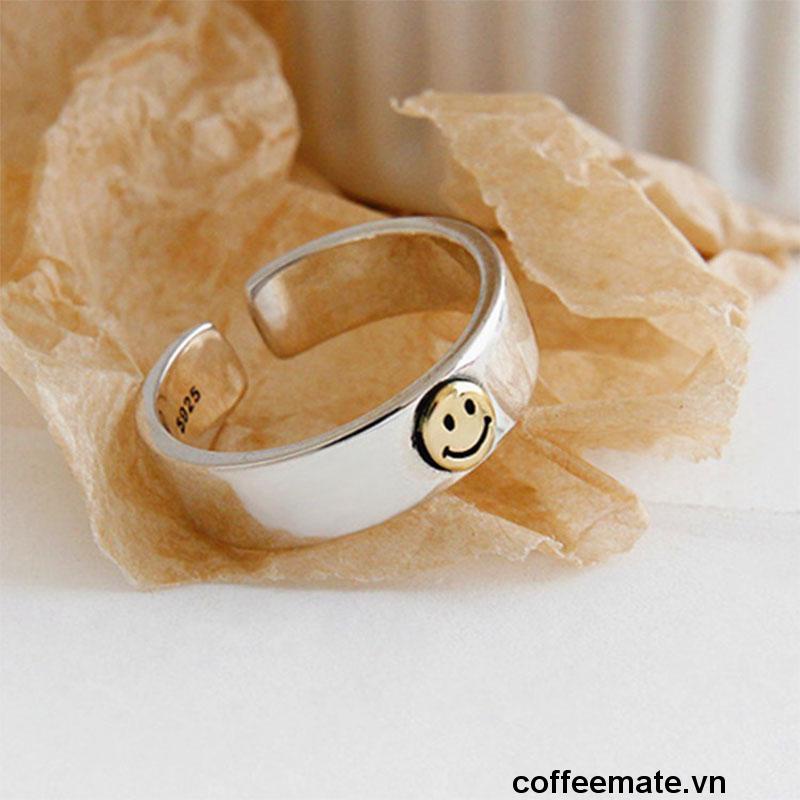 【coffeemate】⚡Nhẫn hở hình mặt cười thời trang cho cặp đôi（quà tặng ngày thiếu nhi）