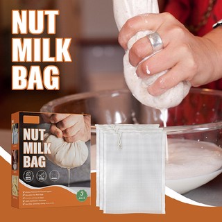 Ptptrate New 3pcs Ultra Strong Nylon Mesh Nut Milk Juices Bag Reusable Food Strainer