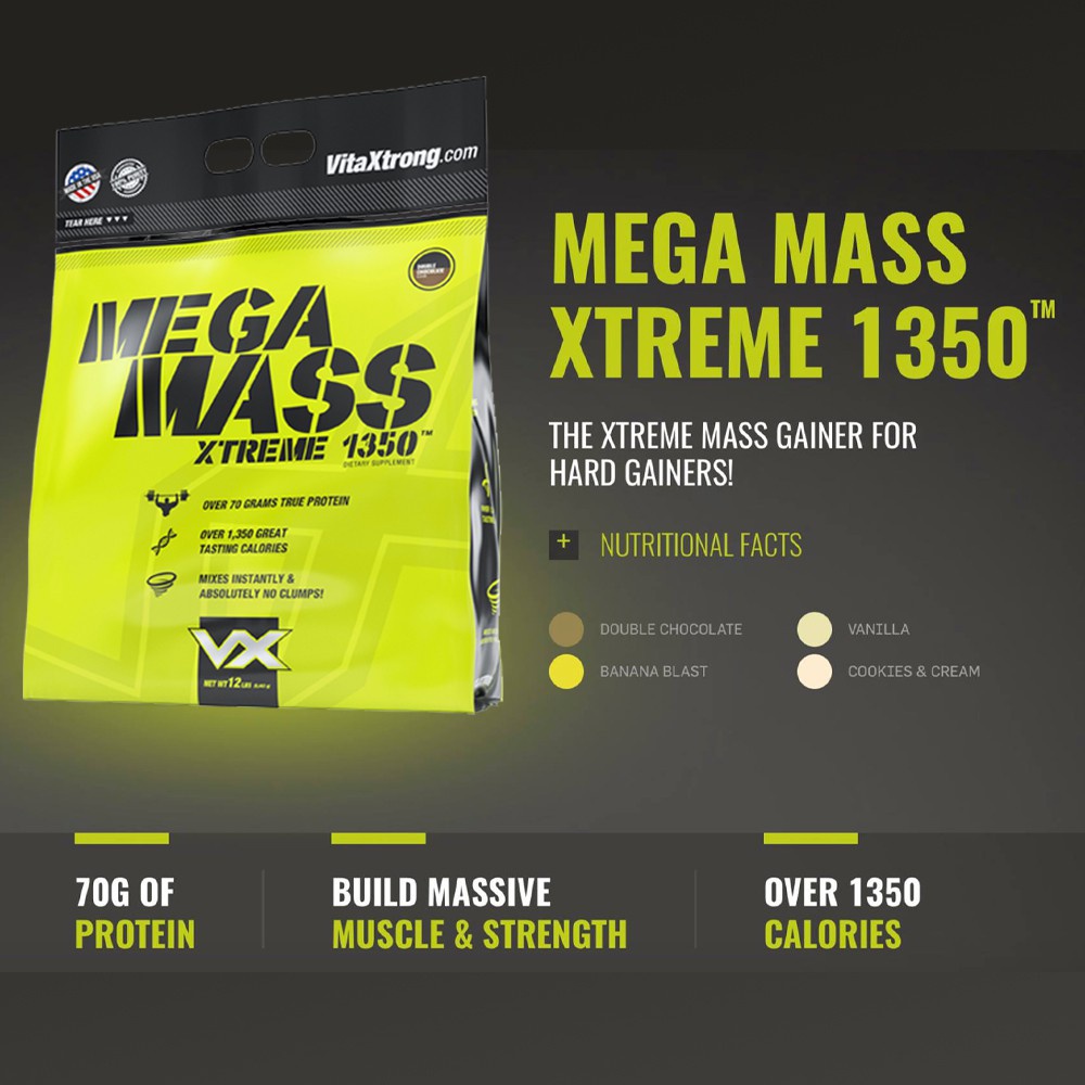 Sữa Tăng Cân Nạc Mass Mega  Cho người gầy, giàu Protein, BCAA, EAA, enzym tiêu hoá, Vitamin.