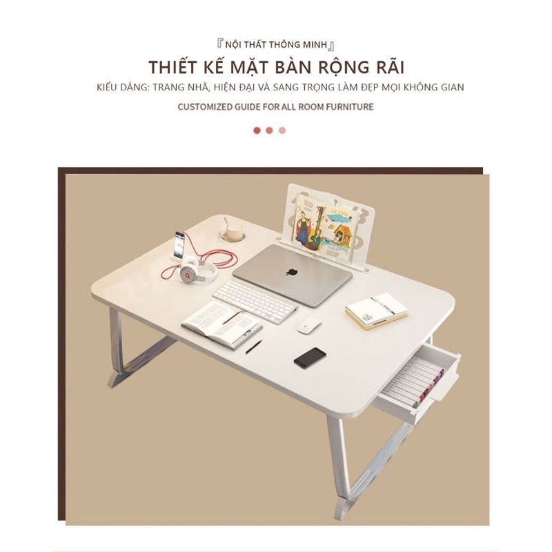 bàn học gấp gọn kèm hộp bút và khe cắm ipad GN64