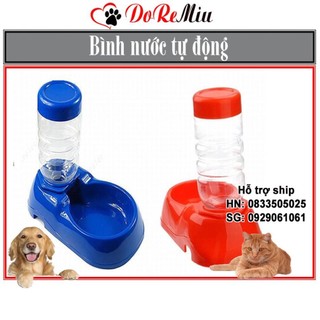 STHA- Bình nước tự động cho chó mèo dạng khay uống đơn đặt nền kèm bình phù hợp chó mèo dưới 5kg