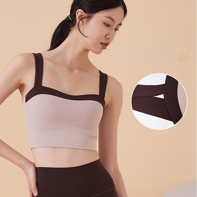 Áo Ngực Thể Thao Phối Màu Tương Phản Thời Trang Tập Yoga