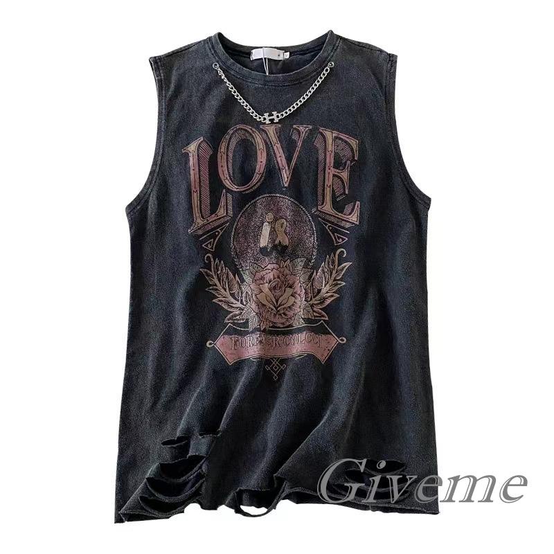 Áo Tank Top Không Tay Cổ Tròn In Chữ Givenme Thời Trang Mùa Hè Cho Nữ