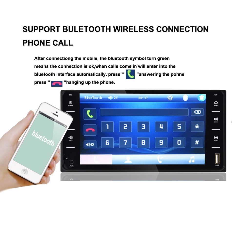 Màn hình cảm ứng hd 7 '' 2 din radio car multimedia player android / ios mirror link bluetooth audio radio stereo cho toyota