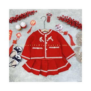 (Sale lẻ size) Set váy dạ cho bé gái chất dày ấm, chỉ còn size 1