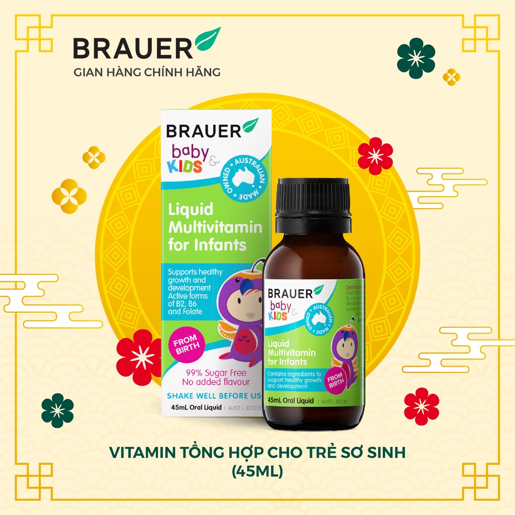 Siro BRAUER Liquid Multivitamin for Infants - Vitamin Tổng Hợp cho trẻ sơ sinh (45ml)