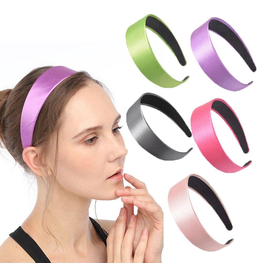 MAXG Băng Đô Cài Tóc Bằng Lụa Satin Bản Rộng Chống Trượt Cho Nữ