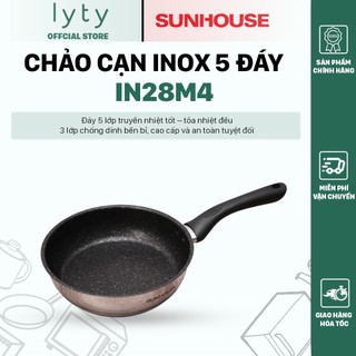 Chảo cạn inox 5 đáy Sunhouse - Dùng được với mọi bếp - INxxM4