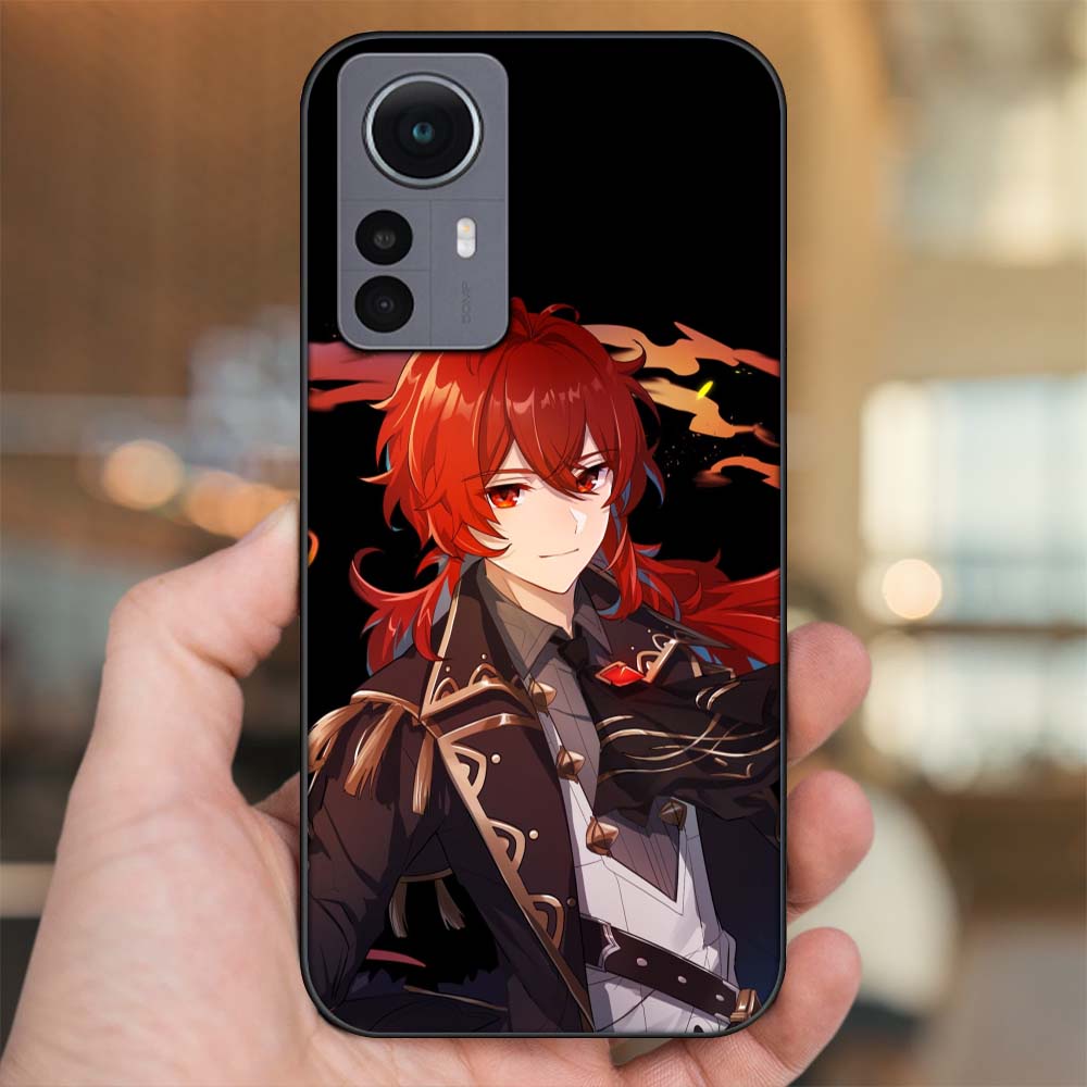 Ốp lưng Xiaomi 12 Pro 5G viền đen in hình Diluc Genshin Impact