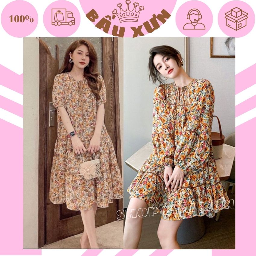 VÁY BẦU HOA NHÍ TIỂU THƯ- ĐẦM BẦU RẺ MÙA HÈ,VÁY BABYDOLL ĐIỆU ĐÀ MẶC ĐI CHƠI THOẢI MÁI