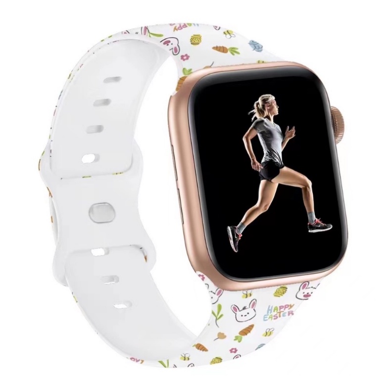 Dây Đeo Silicon 2024 Họa Tiết Hoa Cho Đồng Hồ Thông Minh Apple Watch 49mm 45mm 42mm 38mm 40mm 41mm iWatch Series 8 SE 7 6 5 4 3 2 1