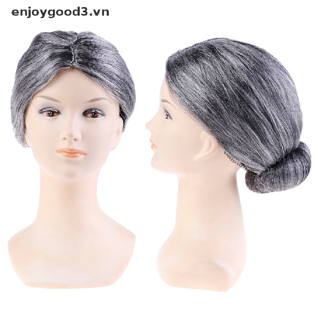 / Enjoy shopping / / Búi Tóc Giả Màu Xám Dùng Hóa Trang Cho Bà Già / Bà Mẹ .