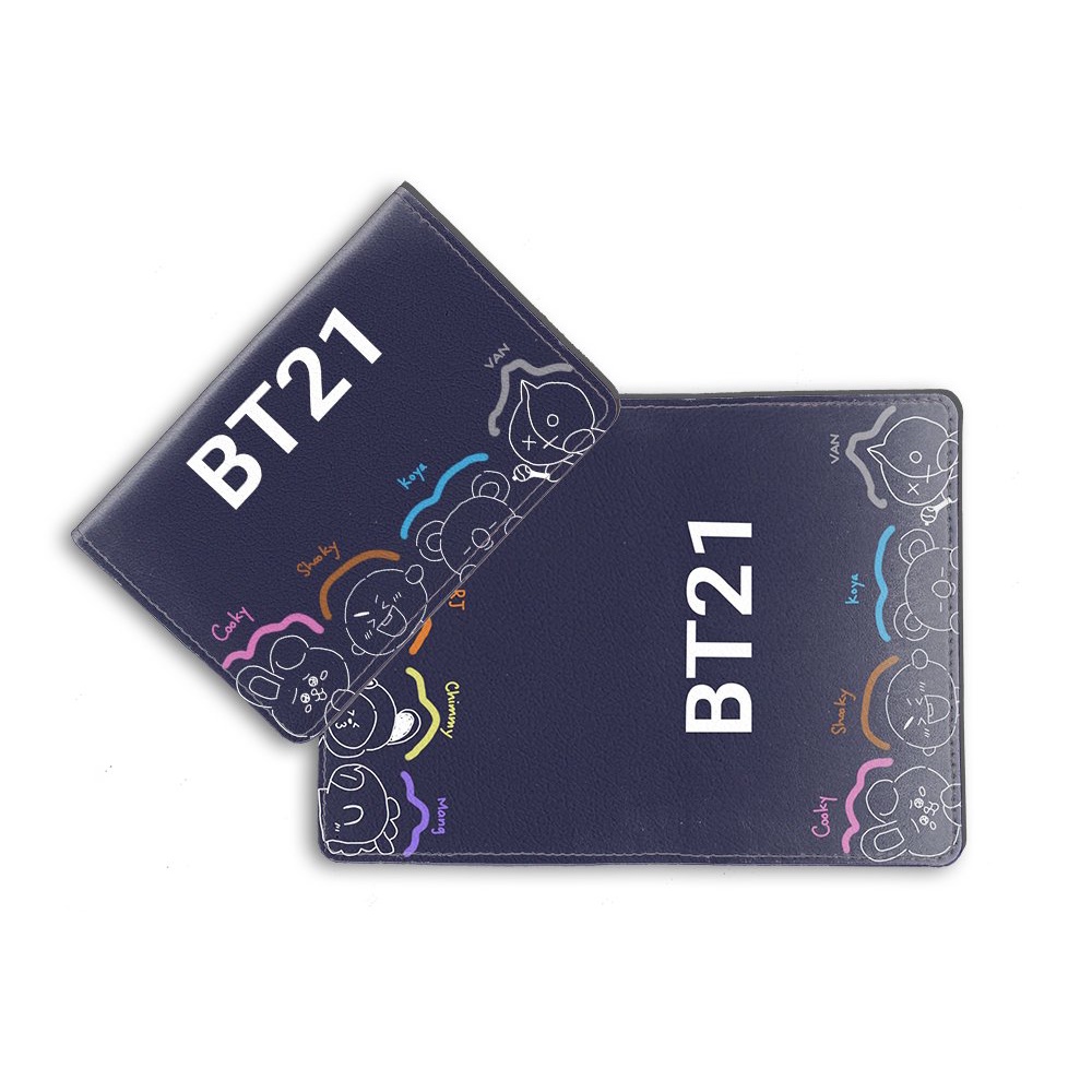 Bao da passport/hộ chiếu cao cấp in hình Chibi BT21 BTS Siêu cute