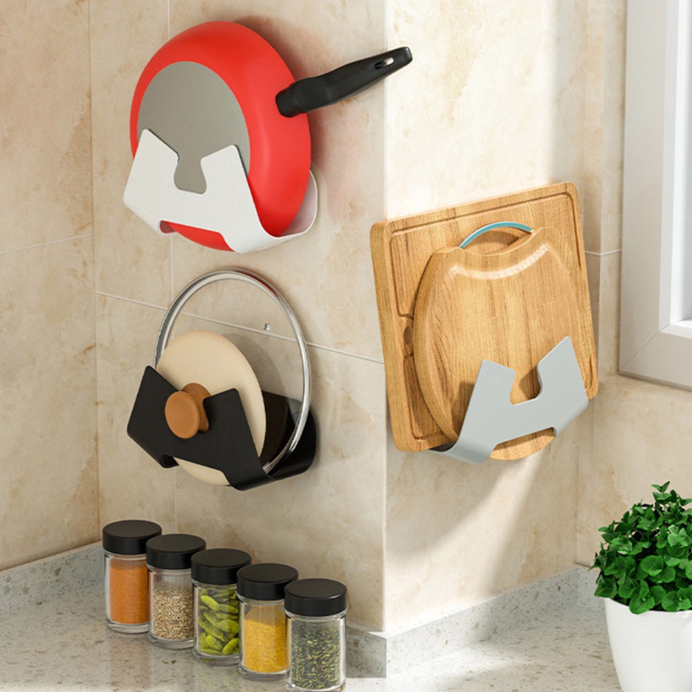 Giá đỡ nắp nồi gắn tường không đục lỗ tiện lợi cho nhà bếp