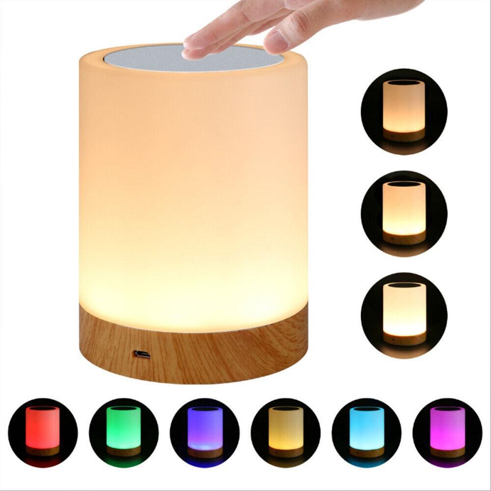 YVE Đèn Ngủ Để Bàn Cảm Ứng Vân Gỗ Nhiều Màu Sắc