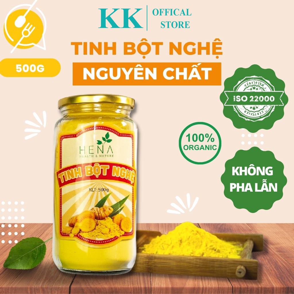 Tinh Bột Nghệ Hữu Cơ Nguyên Chất Tinh Chế Cao Cấp Hena 500G Đạt Tiêu Chuẩn Iso 22000, Bột Nghệ Vàng Hữu Cơ Nguyên Chất