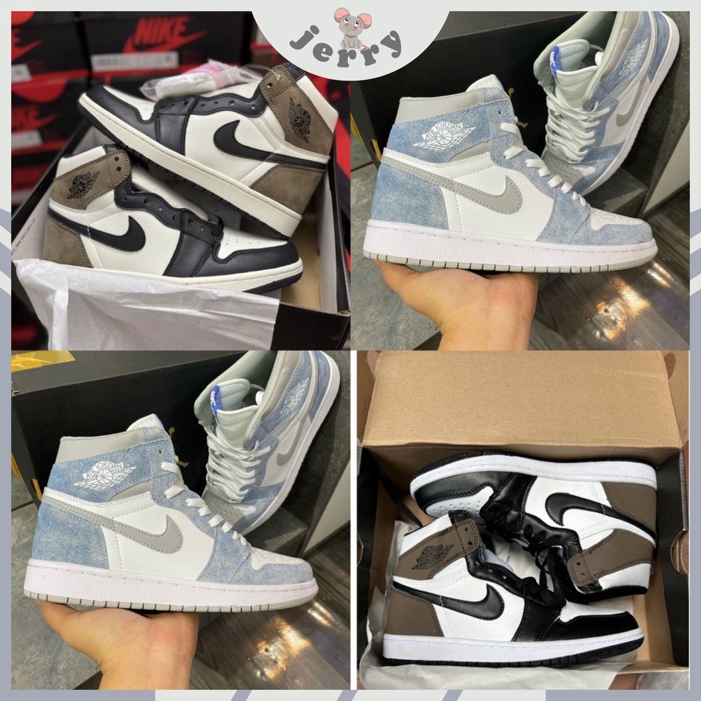 Giày jordan mocha cao cổ, Jordan 1 cao cổ hyper royal xanh nỉ JD1 cổ cao siêu hot 2023 tặng tất vệ sinh giày
