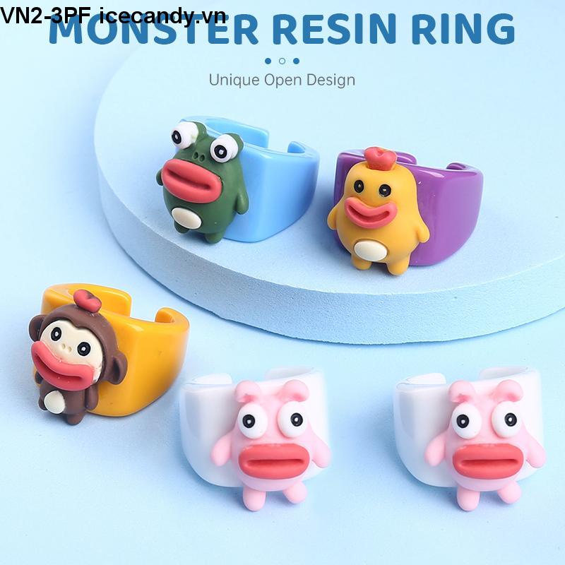 Mới Nhẫn Hở Hình Quái Vật Hoạt Hình Bằng Nhựa Resin Dễ Thương Thời Trang Mùa Hè