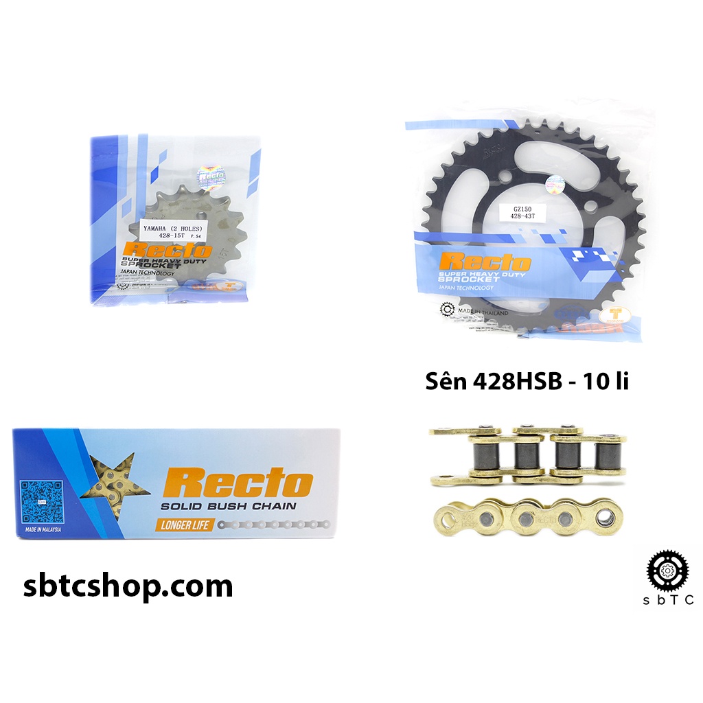 NSD Nhông sên dĩa RECTO Suzuki GZ150 10 li chính hãng