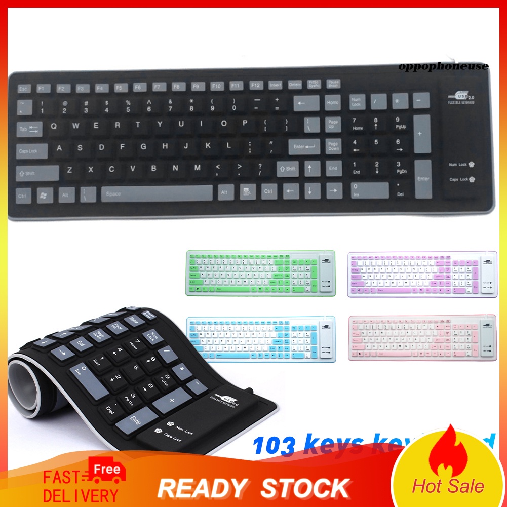 Bàn Phím Silicone Mềm Chống Bụi 103 Phím Có Thể Gấp Gọn Cho Laptop / Máy Tính