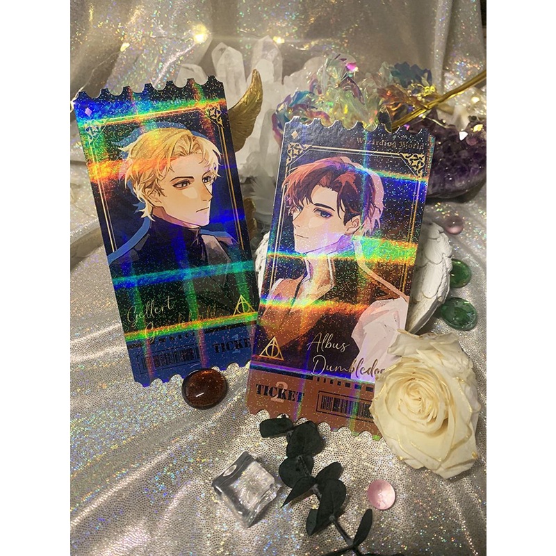 Fantastic Beasts and Where to Find Them GGAD Grindelwald Dumbledore thẻ vuông thẻ trong suốt cuống vé Badge