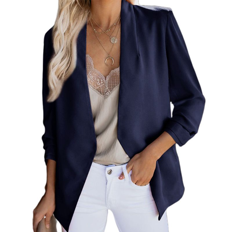 Áo Khoác Tay Lỡ 3 / 4 Màu Sắc Thanh Lịch Cho Nữ