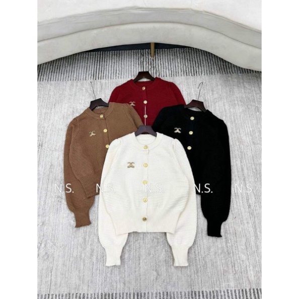 Áo len khuy cổ tròn tag ngực hàng QCL1 - ANNA.SHOP
