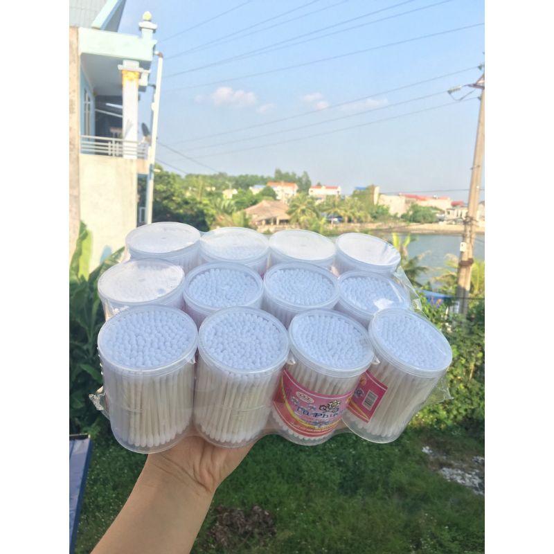 《HCM》Lọ tâm bông lấy ráy tai trẻ em Tú Phương  kháng khuẩn dạng lọ 180 que tròn