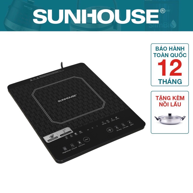Bếp từ đơn cảm ứng Sunhouse SHD6802 tặng kèm nồi. Hàng chính hãng bảo hành toàn quốc