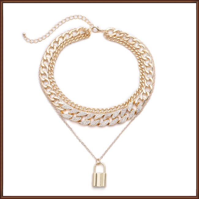 Vòng Tay / Dây Chuyền Mặt Ổ Khóa Hình Học Bằng Hợp Kim Phong Cách Cổ Điển Cho Nữ