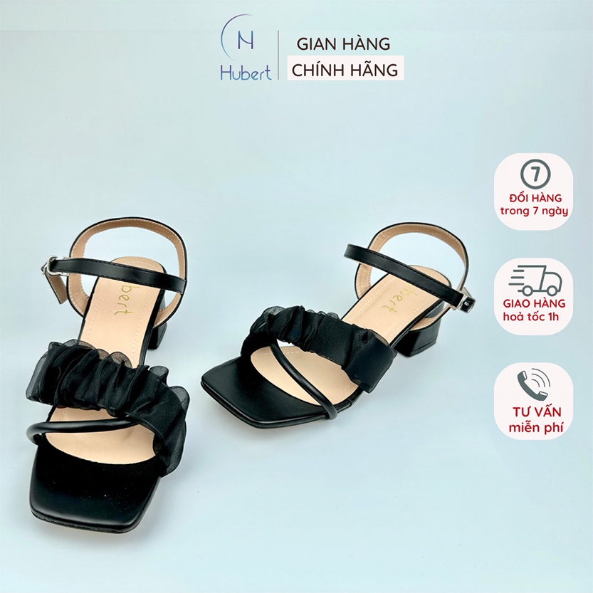 Sandal Nữ Cao Cấp Gót 5 Phân / Giày Dép Nữ Gót Vuông Mũi Vuông Quai Hậu Thời Trang Hàn Quốc - Thương Hiệu Hubert