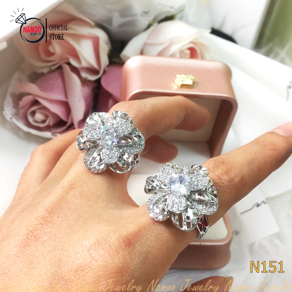 Nhẫn Hoa Đính Đá Tinh Xảo Và Sang Trọng Quý Phái  N151 Namoo Jewelry
