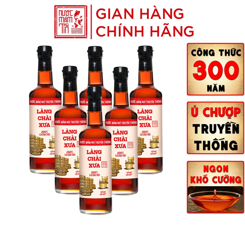 [ Cốt nhỉ đặc biệt - 30 độ đạm ] Thùng 6 chai nước mắm nhỉ Làng Chài Xưa Nhãn Đỏ 500ml/chai truyền thống vị gu ông bà