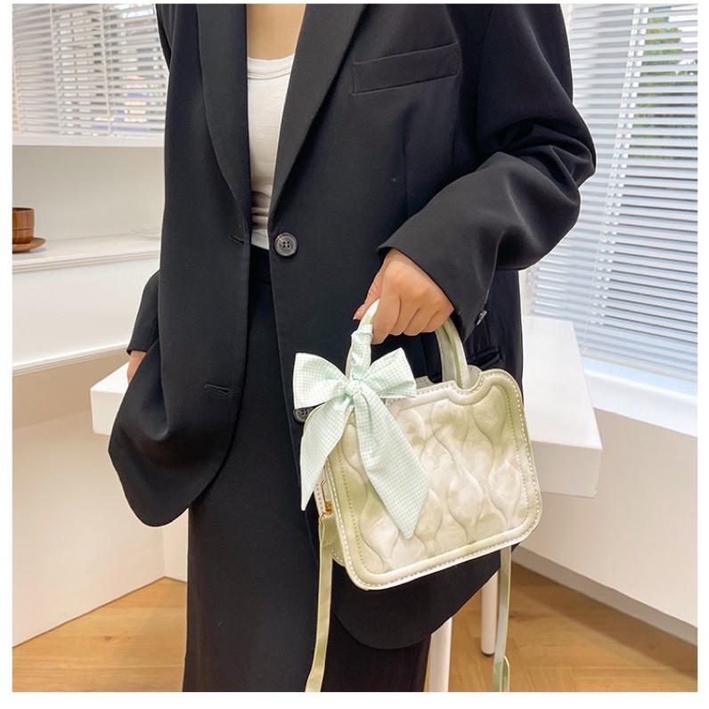 Túi tự đan da PU cao cấp kèm dây nơ - Túi handmade đeo chéo làm quà tặng người yêu