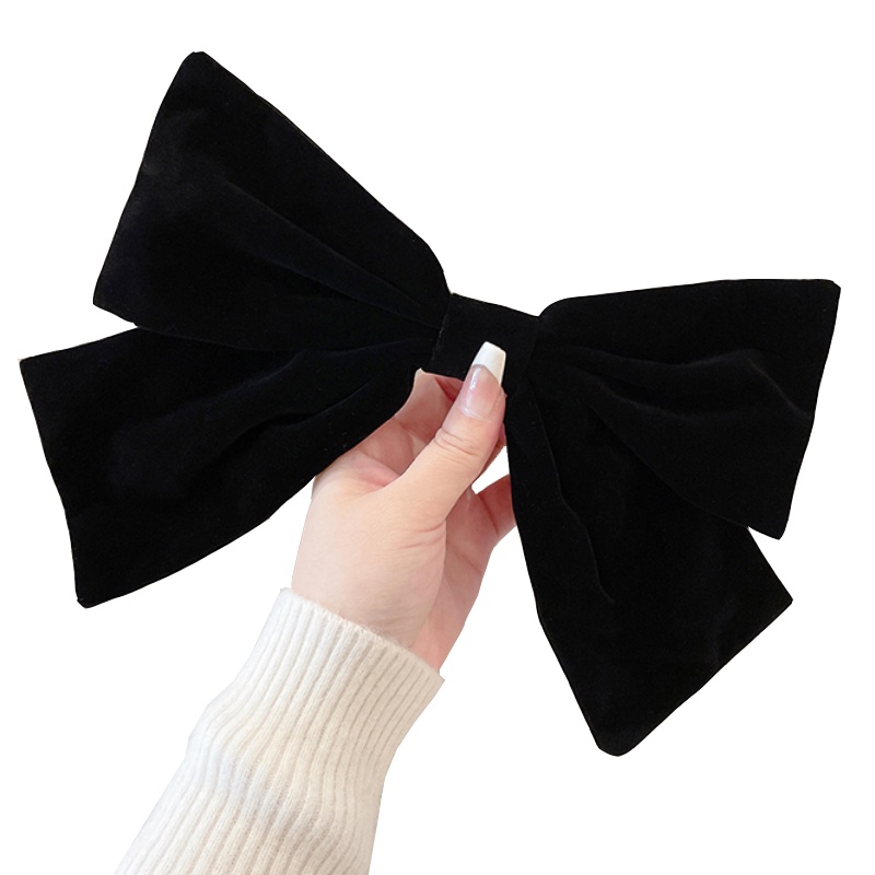 Kẹp Tóc Nơ Nhung Đen Cỡ Lớn Thời Trang Hàn Quốc Cho Nữ