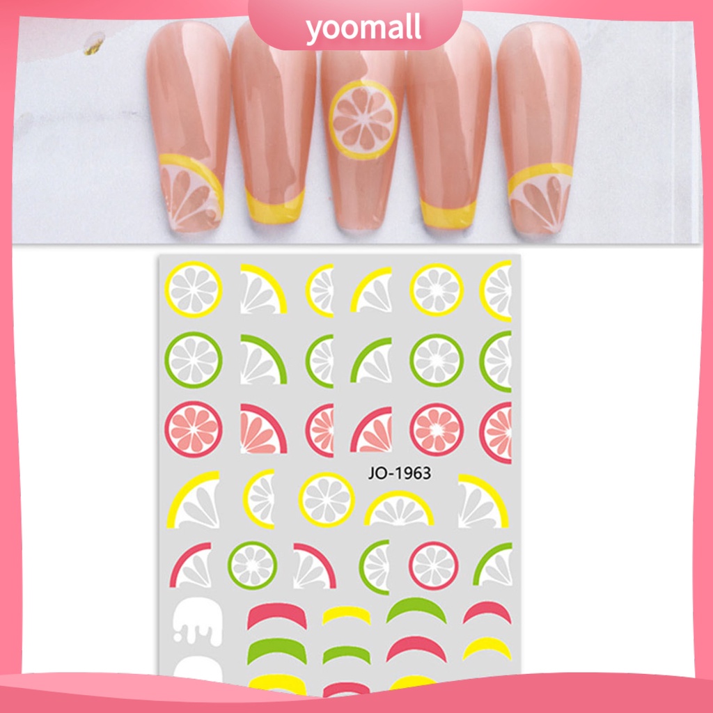 Nhãn Dán Móng Tay Tự Dính Siêu Mỏng In Họa Tiết Trái Cây 6 Phong Cách