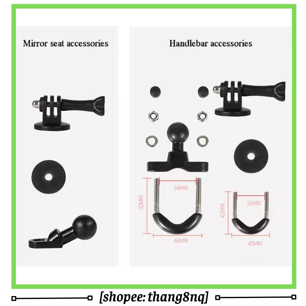 Giá đỡ hợp kim gắn gopro, action cam vào ghi đông, gương xe máy