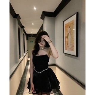 Đầm Váy Cúp Ngực Viền Đá Eo Tùng Xoè