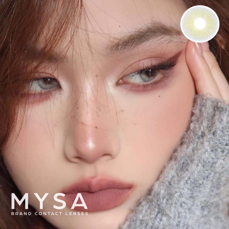 Lens Mắt Kính Áp Tròng Màu Xám Tây Ánh Xanh Nhẹ Không Viền Có Từ 0-6 Độ Cận