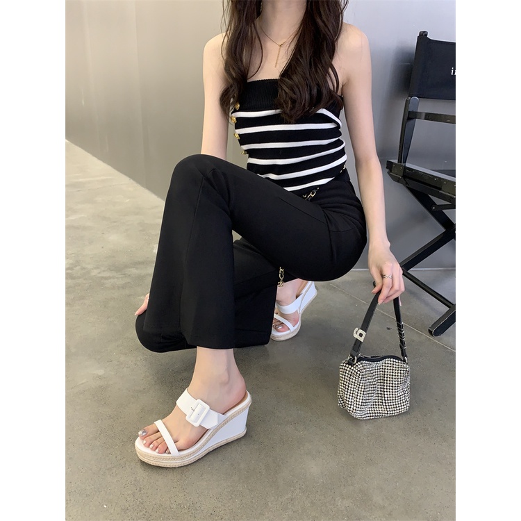 Dép Sandal Đế Xuồng Gót Vừa Quai Dây Thừng Phong Cách Mới Mùa Hè 2023