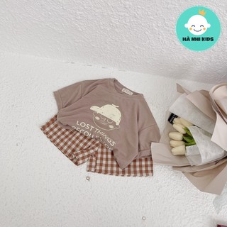 Sét bộ cotton phối quần kẻ karo